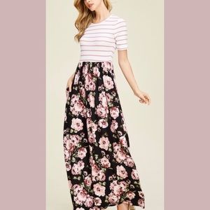 🌸Reborn J Floral Striped Maxi w/Pockets🌸